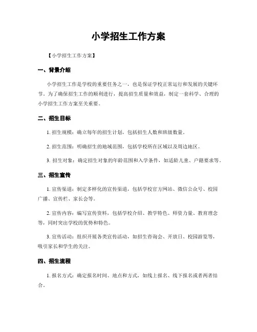 小学招生工作方案