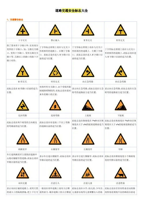 道路交通安全标志大全