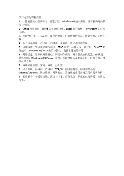 计算机基础培训内容