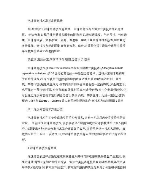 泡沫分离技术及其发展现状概要