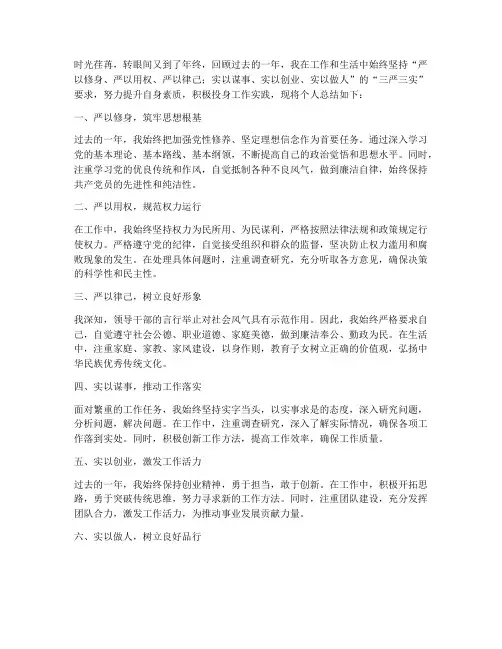 个人总结范文三严三实