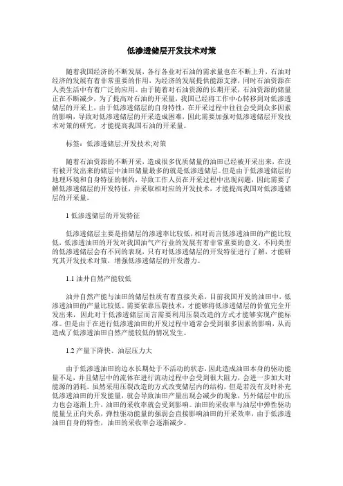低渗透储层开发技术对策