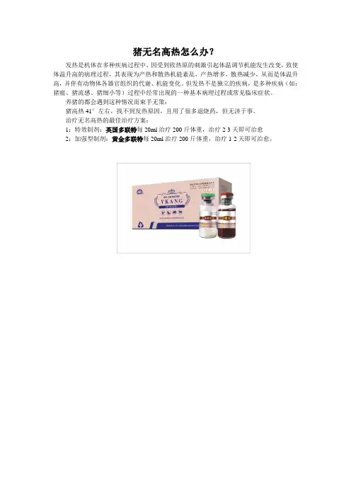 猪无名高热综合征怎么治疗