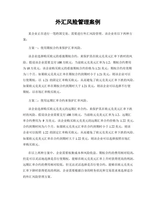 外汇风险管理案例