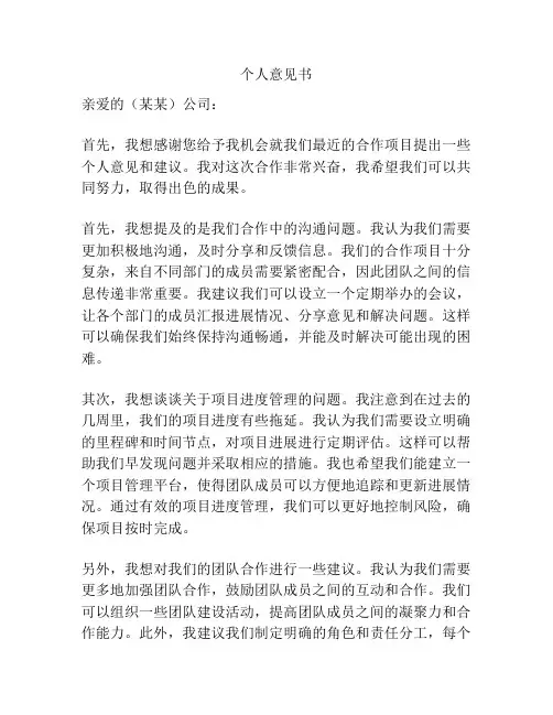 个人意见书