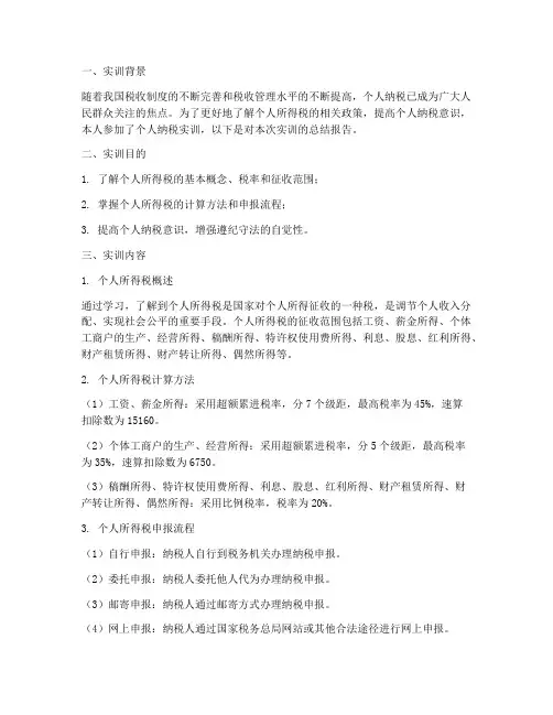 个人纳税实训报告