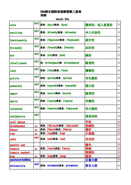sbs2-5 单词表