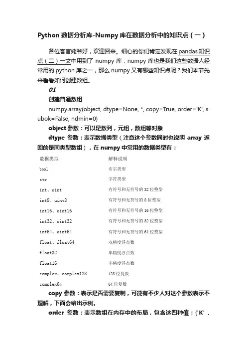 Python数据分析库-Numpy库在数据分析中的知识点（一）
