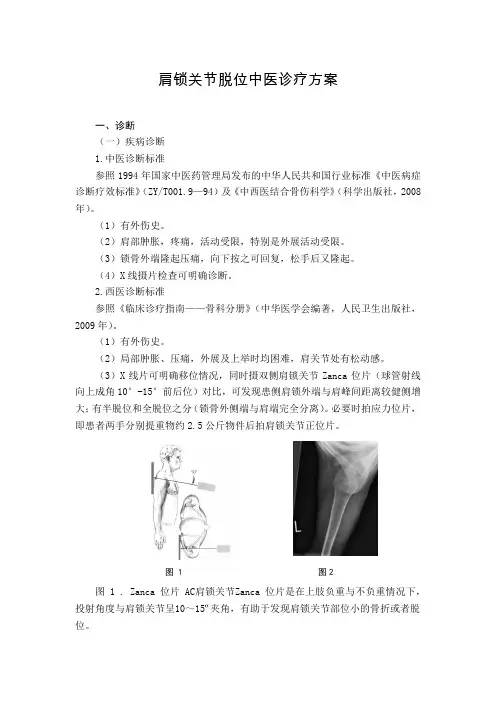 骨伤科 肩锁关节脱位中医诊疗方案(试行版)
