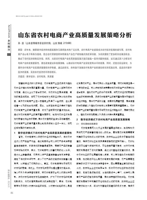 山东省农村电商产业高质量发展策略分析
