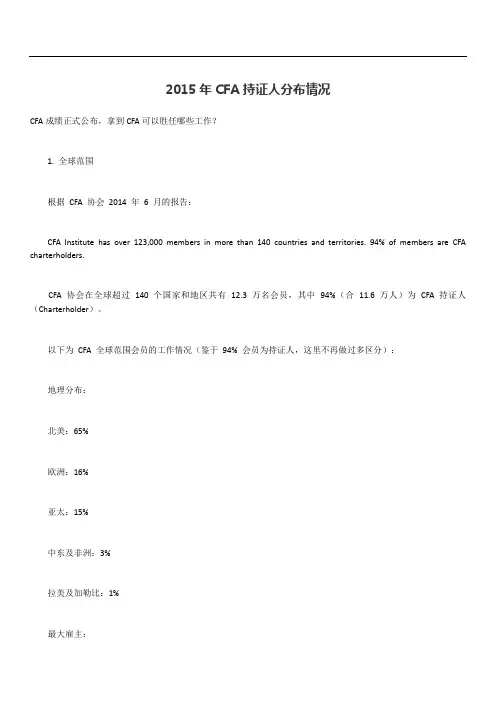 CFA持证人分布情况