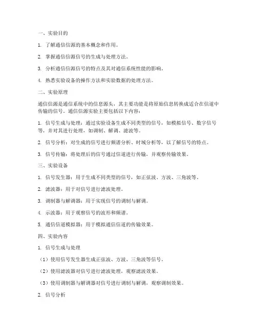 通信信源实验报告