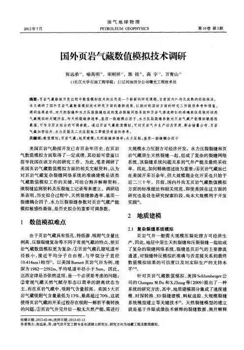 国外页岩气藏数值模拟技术调研