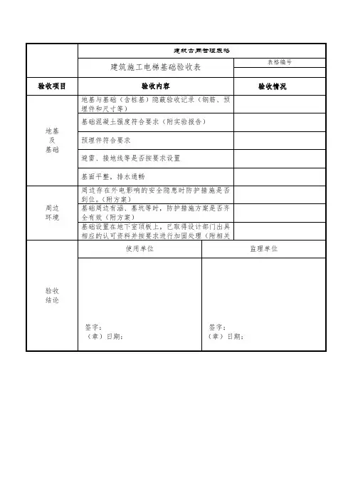 建筑施工电梯基础验收表