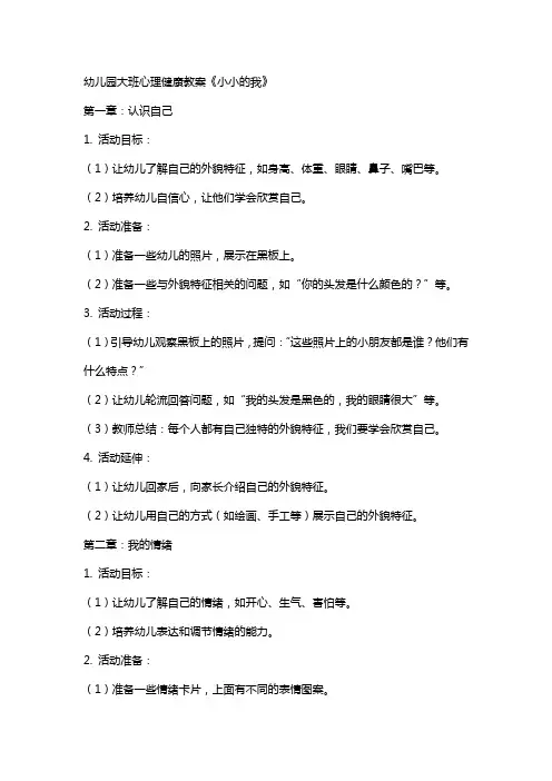 幼儿园大班心理健康教案《小小的我》