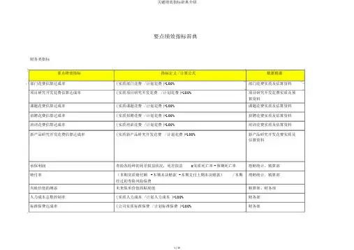 关键绩效指标辞典介绍