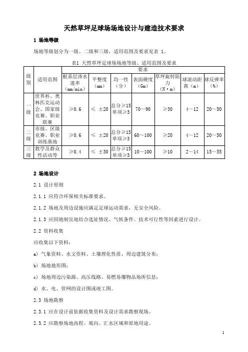 天然草坪足球场场地设计与建造技术要求