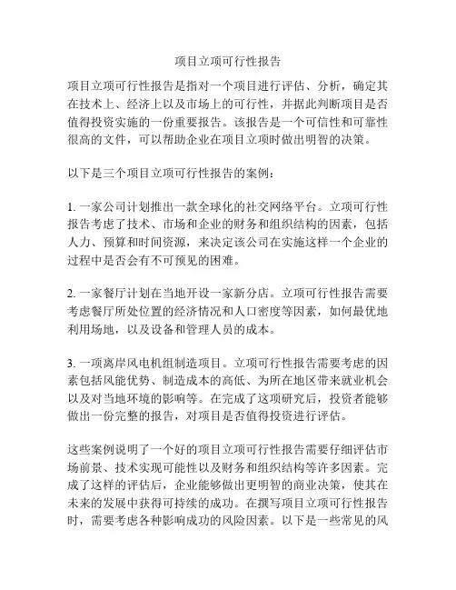 项目立项可行性报告