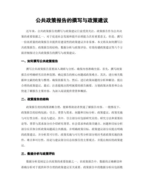 公共政策报告的撰写与政策建议