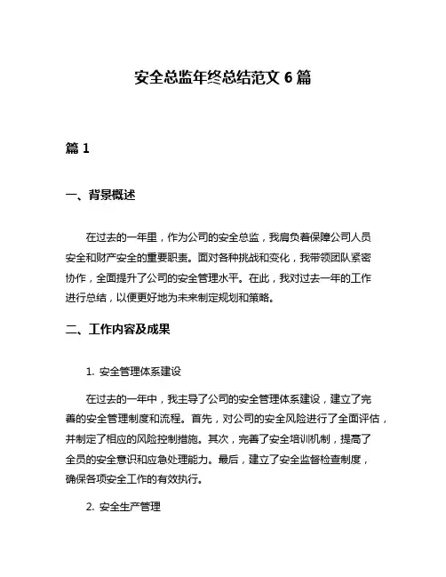安全总监年终总结范文6篇