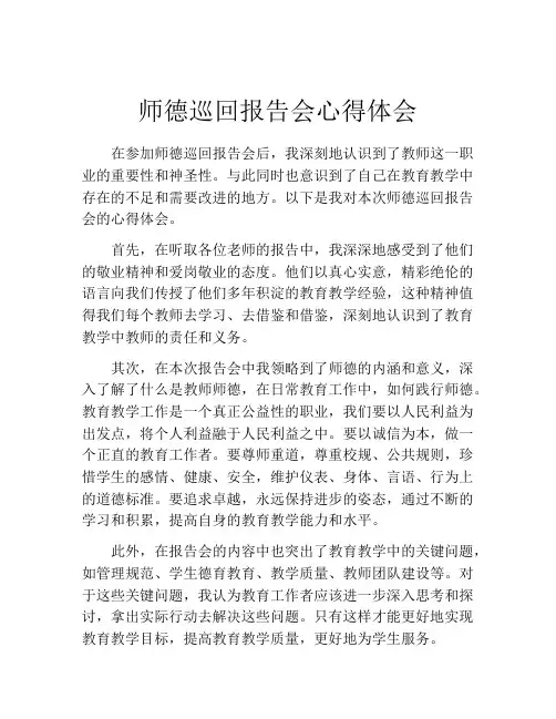 师德巡回报告会心得体会