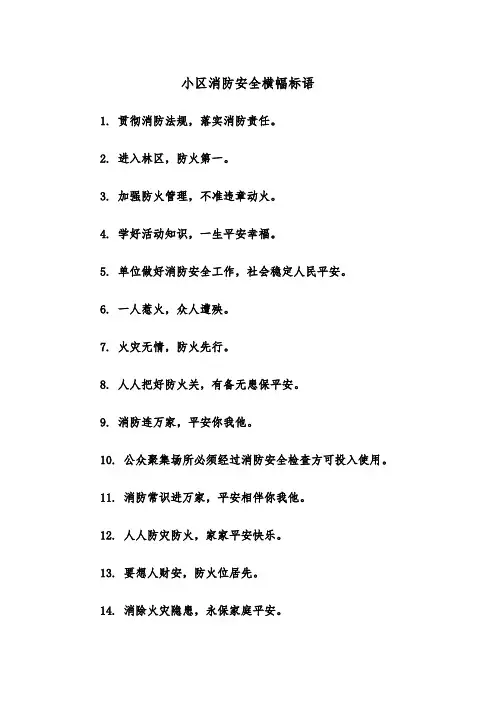 小区消防安全横幅标语(四篇)