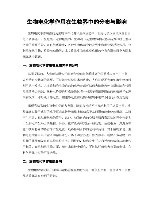 生物电化学作用在生物界中的分布与影响