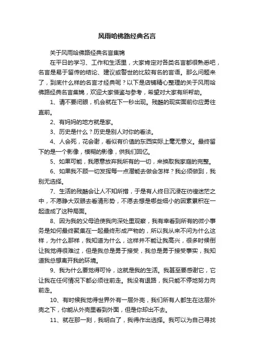 风雨哈佛路经典名言