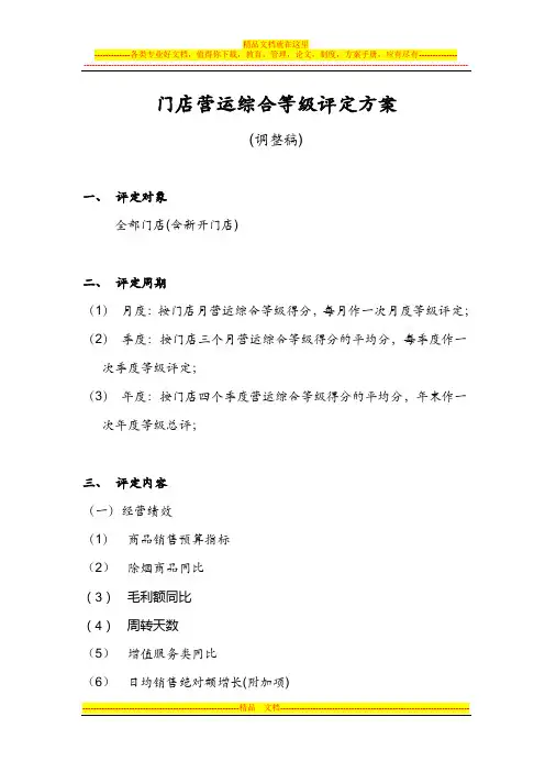 (3)门店综合等级评定方案