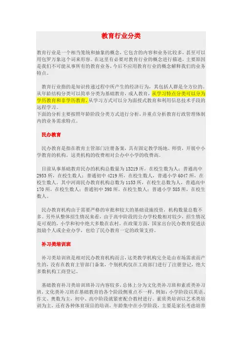 教育行业分类(里面包含 非学历教育介绍)