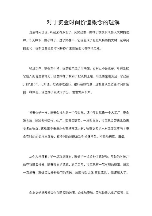 对于资金时间价值概念的理解