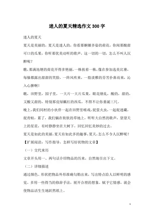 迷人的夏天精选作文300字