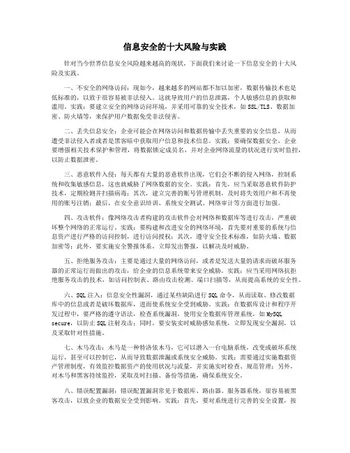 信息安全的十大风险与实践