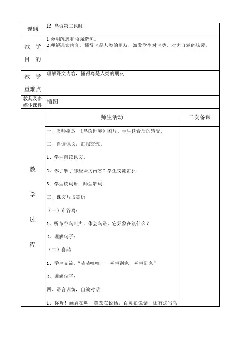 15 鸟语 第二课时