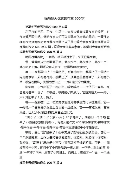 描写冬天优秀的作文600字