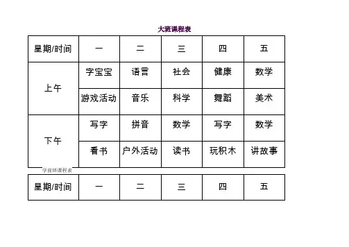 幼儿园各班级课程表