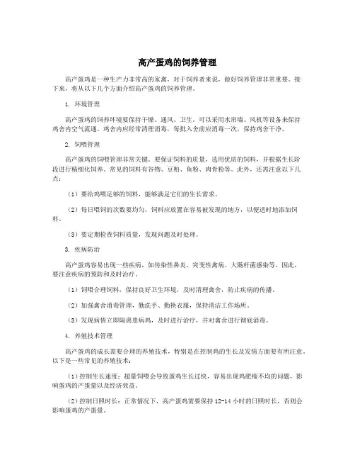 高产蛋鸡的饲养管理