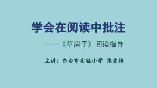 《草房子》阅读批注指导