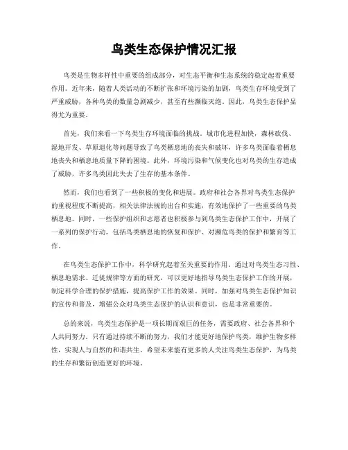 鸟类生态保护情况汇报