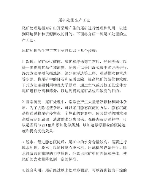 尾矿处理 生产工艺