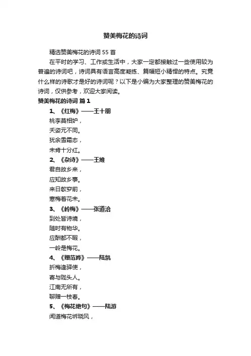 精选赞美梅花的诗词55首