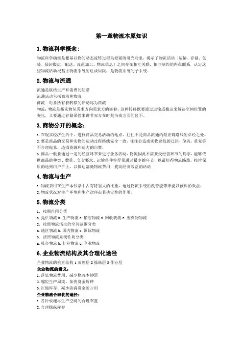 物流师培训资料汇总