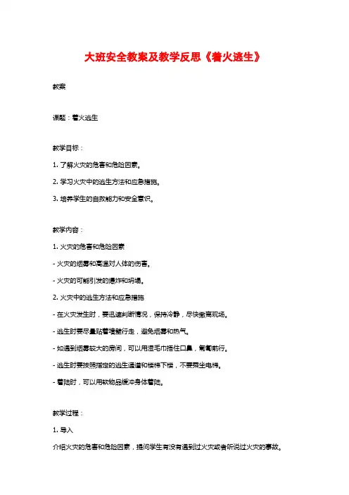 大班安全教案及教学反思《着火逃生》