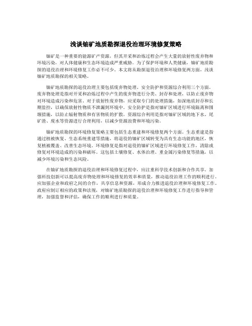 浅谈铀矿地质勘探退役治理环境修复策略