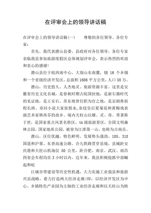 在评审会上的领导讲话稿
