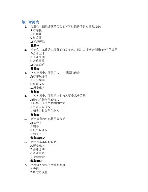 中级财务会计Ⅰ(山东联盟)智慧树知到答案章节测试2023年山东青年政治学院