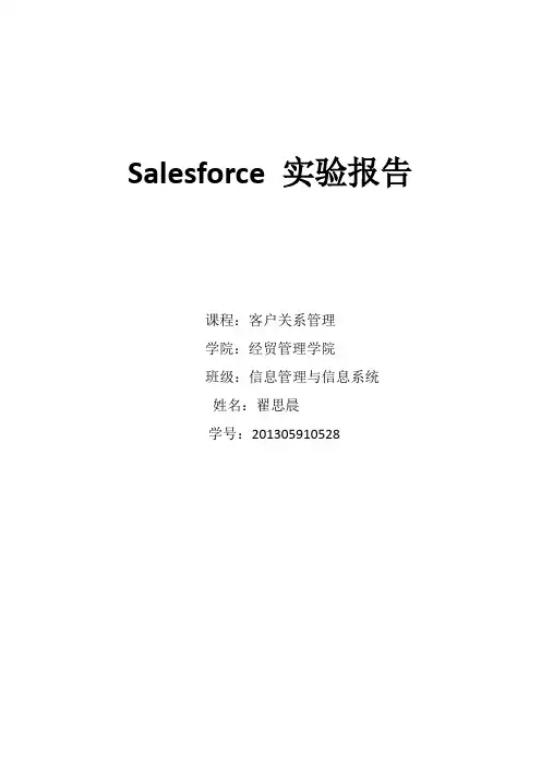 Salesforce 实验报告