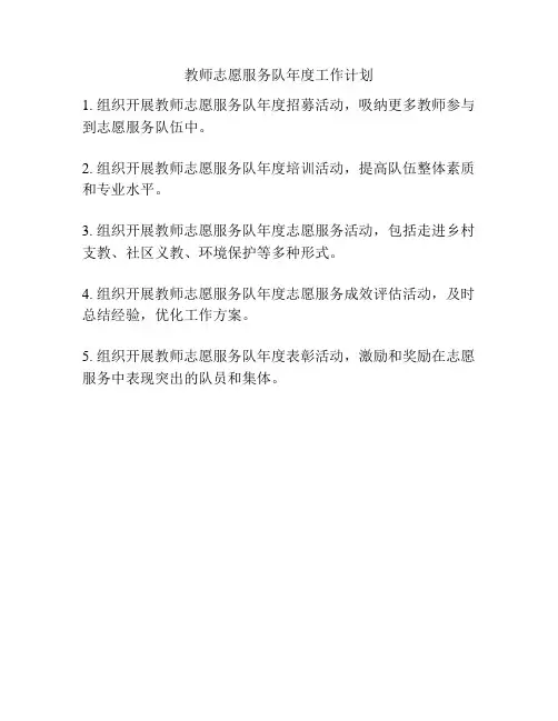 教师志愿服务队年度工作计划