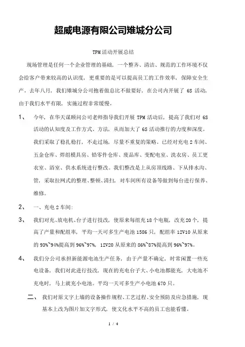 TPM活动开展总结1