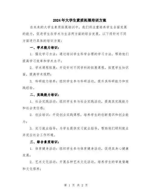 2024年大学生素质拓展培训方案